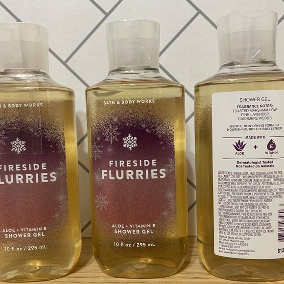 3 BATH & BODY WORKS FIRESIDE FLURRIES SHOWER GEL 10 oz / 295 ml NEW     Be the f - Picture 2 of 2